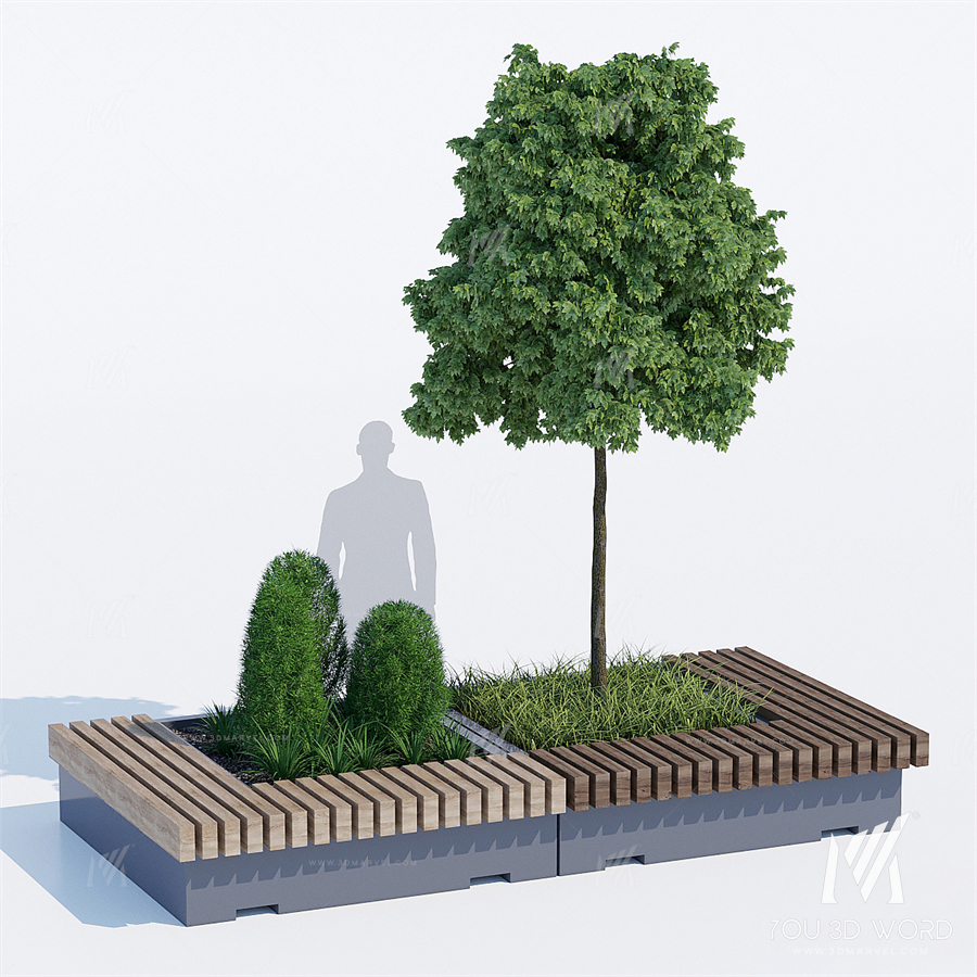 Big green benches tree